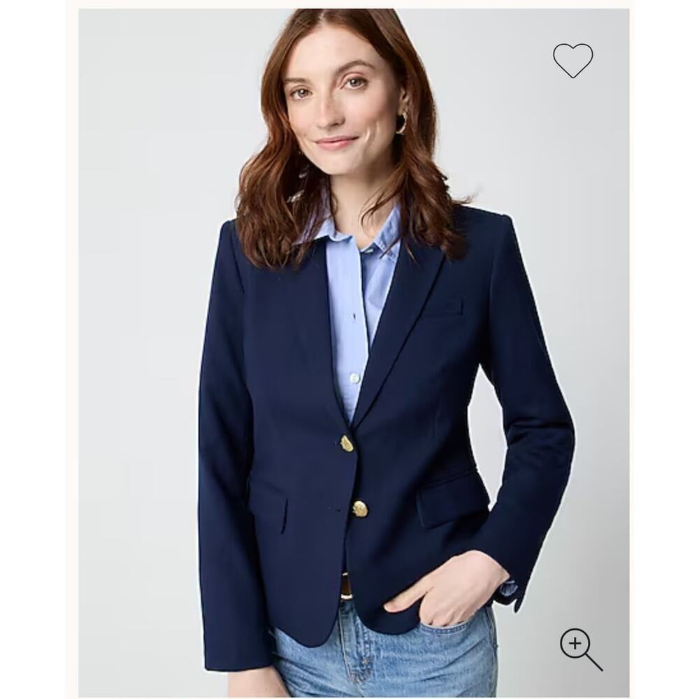 J.CREW Womens Schoolboy Blazer Size 6 Navy Blue Gold Button Old Money Classic
